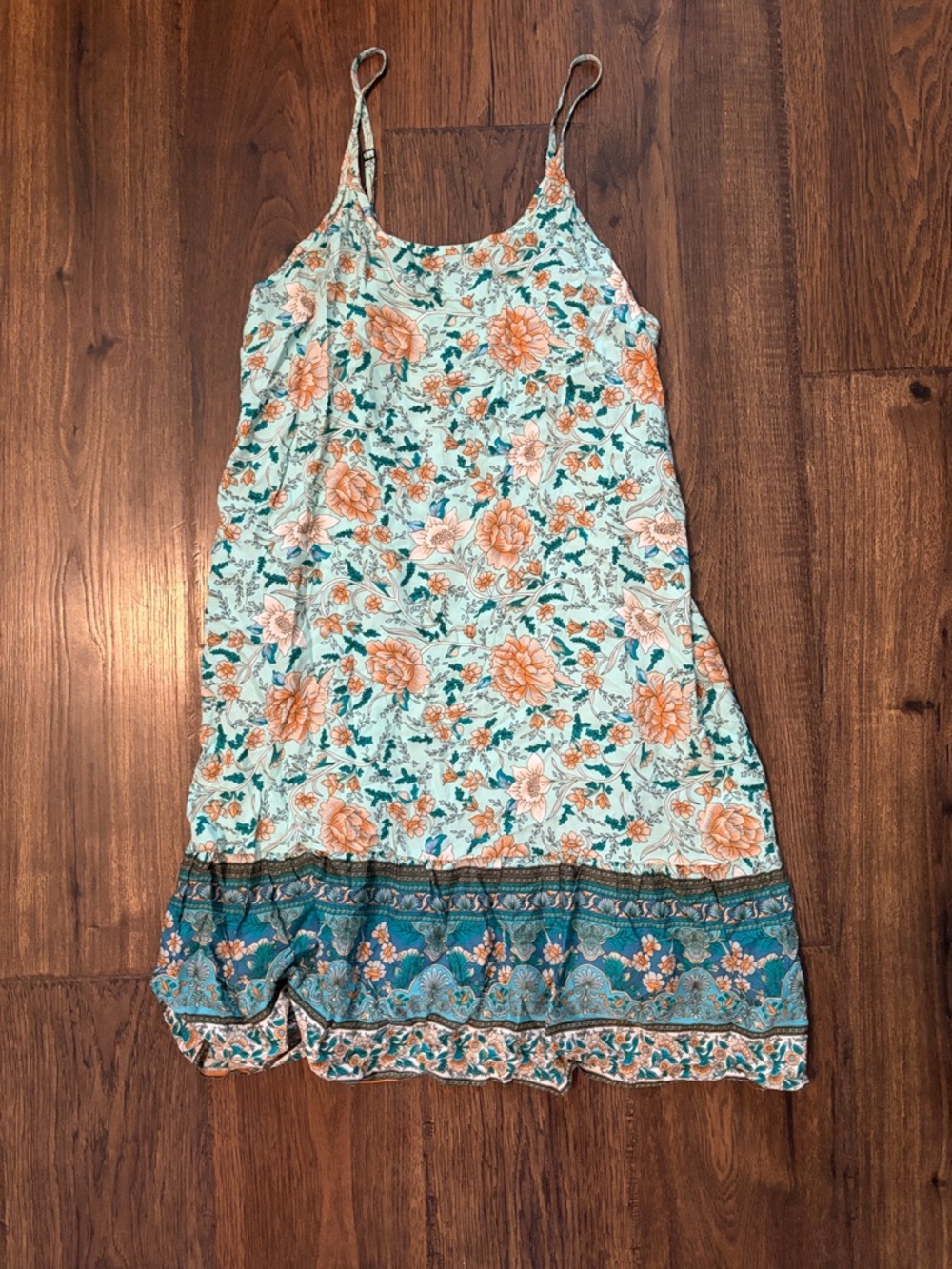 Floral Mint & Orange Midi Sundress